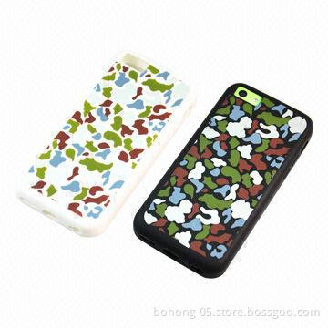 Silicone Cases for iPhone 5C, Camouflage Pattern, Various Colors Available